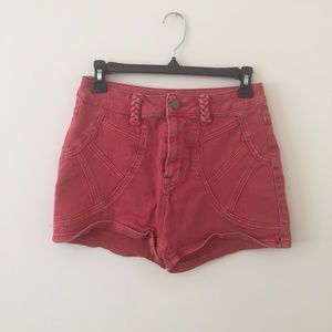 High Waisted Red Denim Shorts - BDG